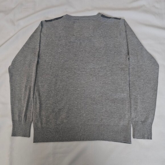Abercrombie & Fitch Gray Argyle Moose Logo V-Neck Pullover Sweater Men's Size XL - Picture 3 of 9